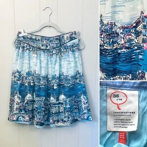 Anthropologie Colloquial Aline Skirt Venice Print 52 Conversations Linen Blend 4